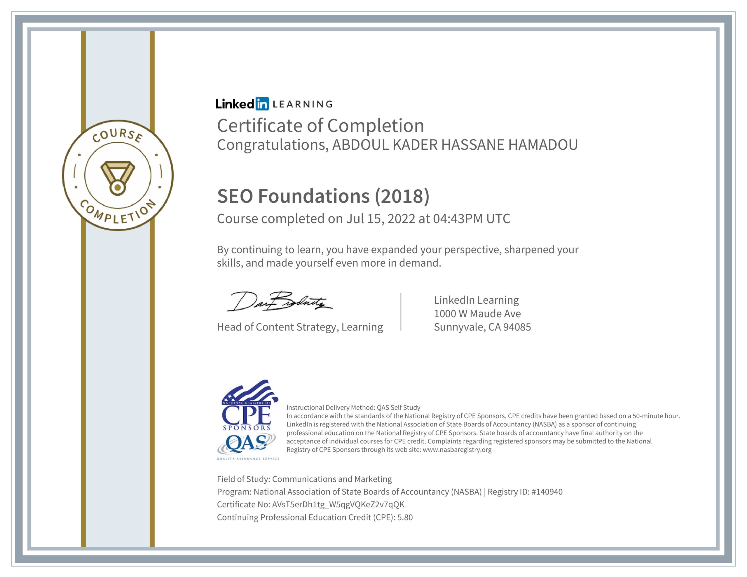 Certificate SEO Foundations